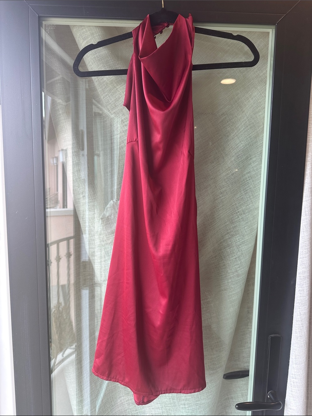 Elegant burgundy Halter Neck Women's Dress